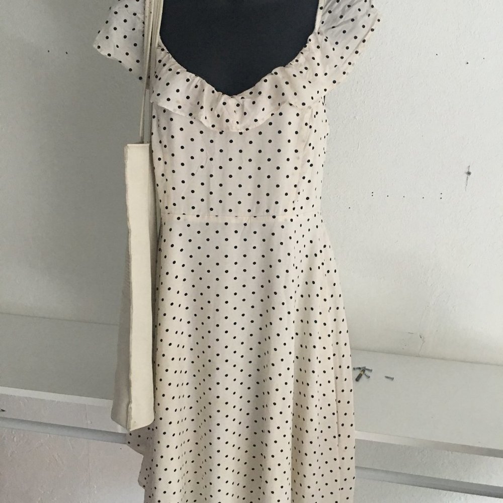 White and Black Pot - a- dot  Dress